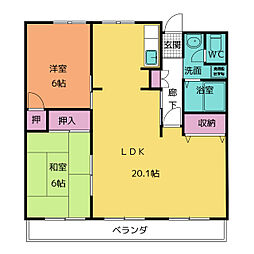 エラン平針 2LDKの間取図画像