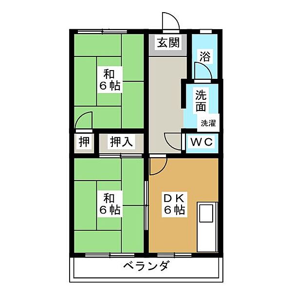 緑ハイツ ｜愛知県名古屋市天白区植田西２丁目(賃貸マンション2DK・3階・44.70㎡)の写真 その2