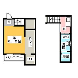 カーサラルゴ 1階ワンルームの間取り