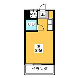 アメニティ植田 2階ワンルームの間取り