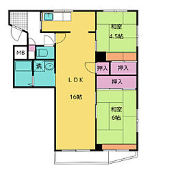 アビタマルフク 4階2LDKの間取り