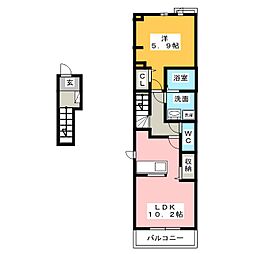 ラパン　ノアール 2階1LDKの間取り