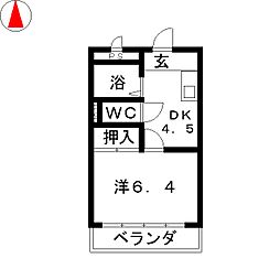 ロマンジェ 2階1DKの間取り