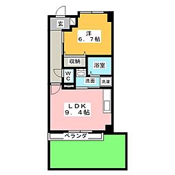 ハニーガーデン 1LDKの間取図画像