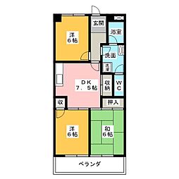 OS・SKYマンション植田南 3DKの間取図画像