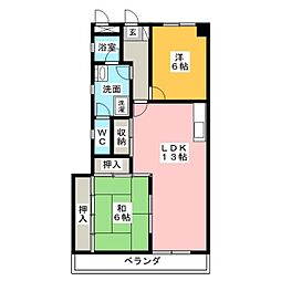 OS・SKYマンション植田南 2LDKの間取図画像