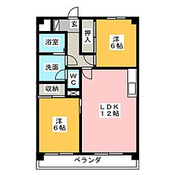 ミラベル元植田 2LDKの間取図画像