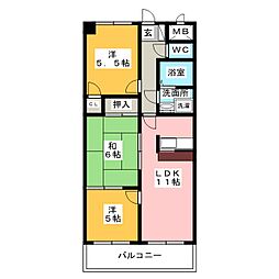 焼山アネックス 3LDKの間取図画像