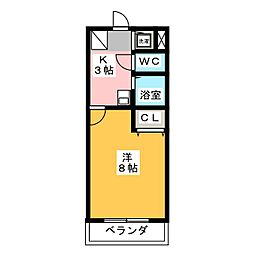 グランドステイ井口 1Kの間取図画像