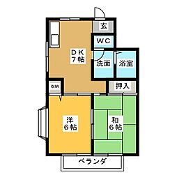 カーサ・マローネB 2DKの間取図画像