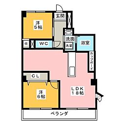 ユニーブル第10植田 2LDKの間取図画像
