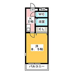 カーサ植田南 1Kの間取図画像