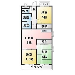 ヒルサイド植田 3LDKの間取図画像