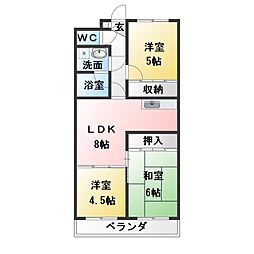 ヒルサイド植田 3DKの間取図画像