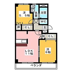 クレストール瑞雲郷 2LDKの間取図画像