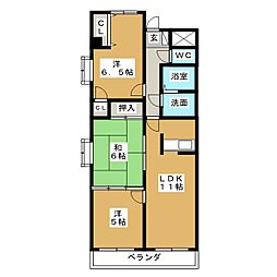 焼山アネックス 3LDKの間取図画像