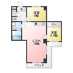 アビタマルフク 2LDKの間取図画像