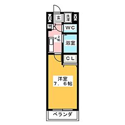 びい2植田 1Kの間取図画像