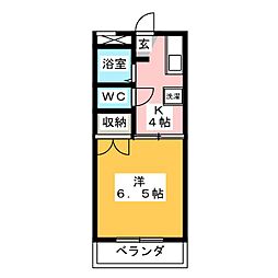 フォレステージ植田 1Kの間取図画像