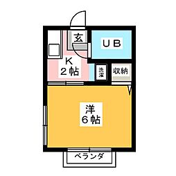 シティハイム土原 1Kの間取図画像