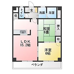 コンフォート木曽川 2LDKの間取図画像