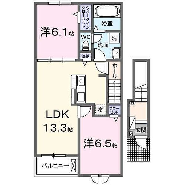 コスモフィールド 202｜愛知県一宮市奥町字宮前(賃貸アパート2LDK・2階・59.58㎡)の写真 その2