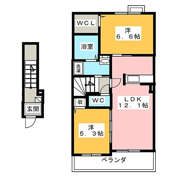 メゾン　アバンシー ｜愛知県一宮市今伊勢町馬寄字上高見(賃貸アパート2LDK・2階・58.99㎡)の写真 その2