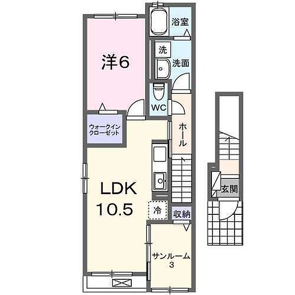 モナローム・シェリ2 201｜愛知県一宮市開明字樋西(賃貸アパート1LDK・2階・48.92㎡)の写真 その2