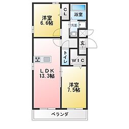 アルバローズ末広 2LDKの間取図画像