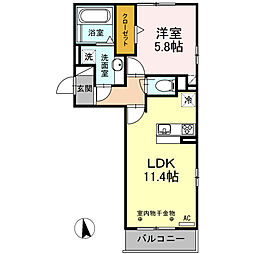 エーデルハイムクロダ2 1LDKの間取図画像