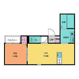 LECOCON一宮4 1LDKの間取図画像