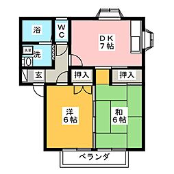 サンパーク奥村 2DKの間取図画像