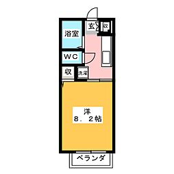 パストラーレ今伊勢 1Kの間取図画像