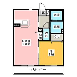 クレアーレ 1LDKの間取図画像