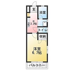 大宮サンハイム 1Kの間取図画像