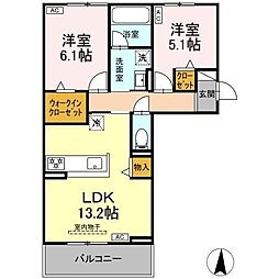 Collab 北宿 2LDKの間取図画像