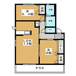 シャーメゾンヴェルデα 2LDKの間取図画像