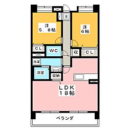 グリーンアップル 2LDKの間取図画像