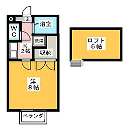 コーポラスアベニュー 1Kの間取図画像