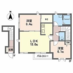 HauskaTaloIMAISEB 2LDKの間取図画像
