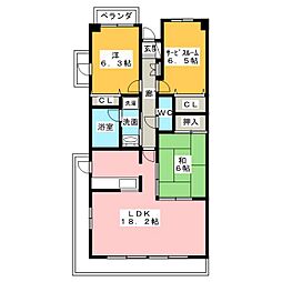 フォンテーヌ神山 2SLDKの間取図画像