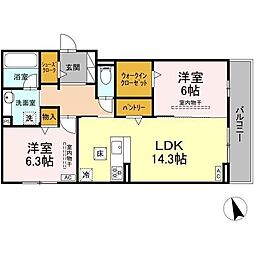 セイグレイス 2LDKの間取図画像
