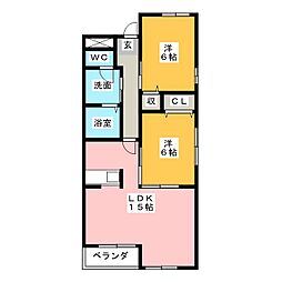 ダイアヒルズ住吉1 2LDKの間取図画像