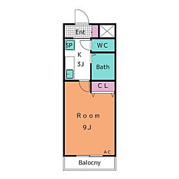 A・City岡崎矢作 1Kの間取図画像