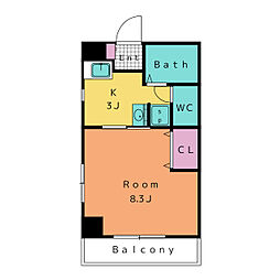 シエル 1Kの間取図画像