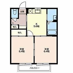 フレグランスN-3 2DKの間取図画像