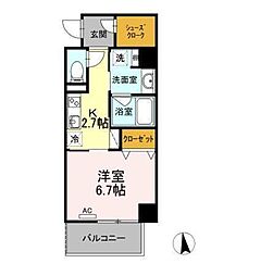 プランドール東岡崎 1Kの間取図画像