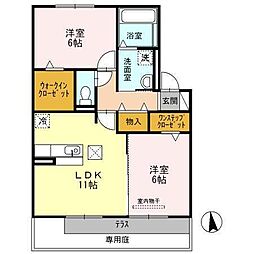 ル・ウィット 2LDKの間取図画像