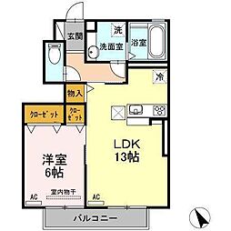 リーベ美合 1LDKの間取図画像