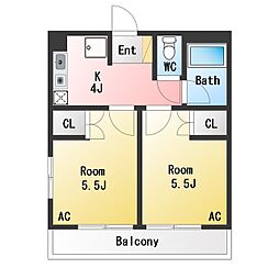 ハイム岡崎 2Kの間取図画像